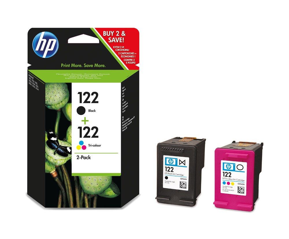 Hp Cartouche d'encre 122 pack de 2 s d’encre noir/trois couleurs authentiques (CR340HE)