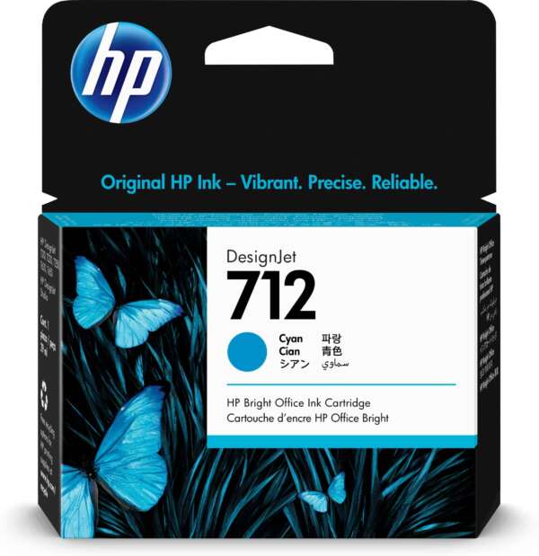 Hp Cartouche d'encre 712 Cyan – d’encre d’origine (3ED67A)