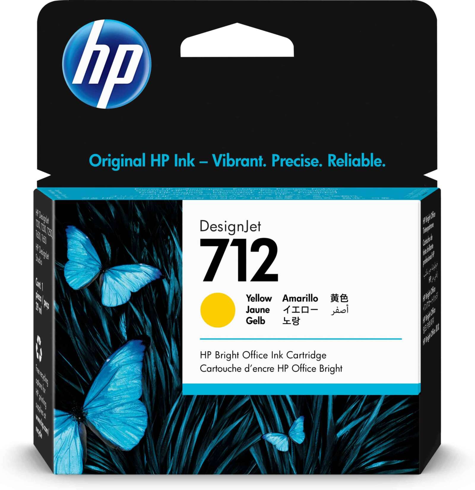 Hp Cartouche d'encre 712 Jaune – d’encre d’origine (3ED69A)