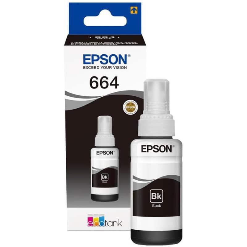 Epson Bouteille d'encre 664 BK Noir – d’encre d’origine (C13T66414A)