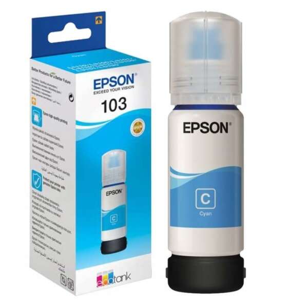 Epson Bouteille d'encre 103 Cyan – d’encre EcoTank d’origine (C13T00S24A)