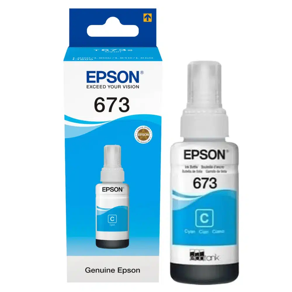 Epson Bouteille d'encre 673 C Cyan – d’encre d’origine (C13T67324A)